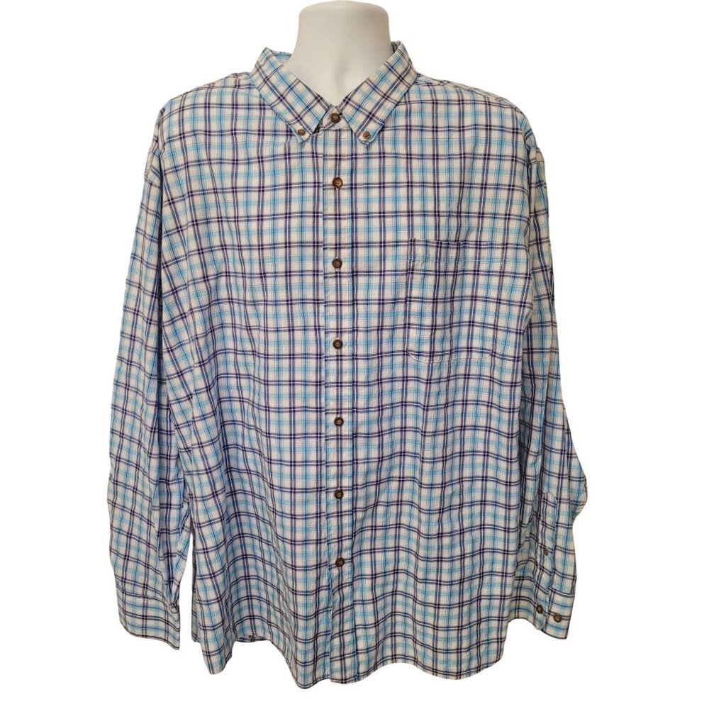 Walnut Creek Mens 3XL Plaid‎ Button Down Shirt Long Sleeve Blue
